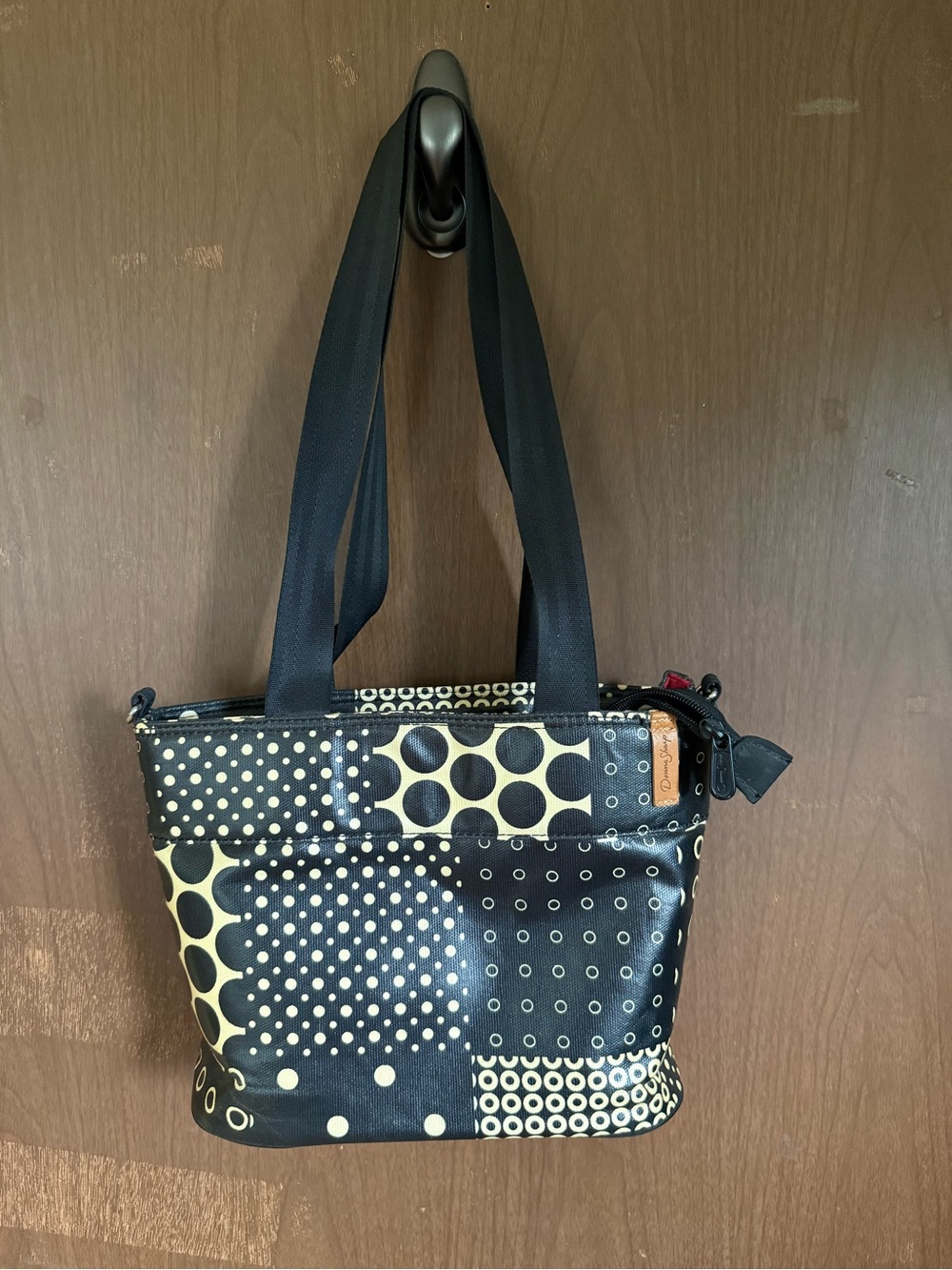 Black and Cream Polka Dot Tote Purse